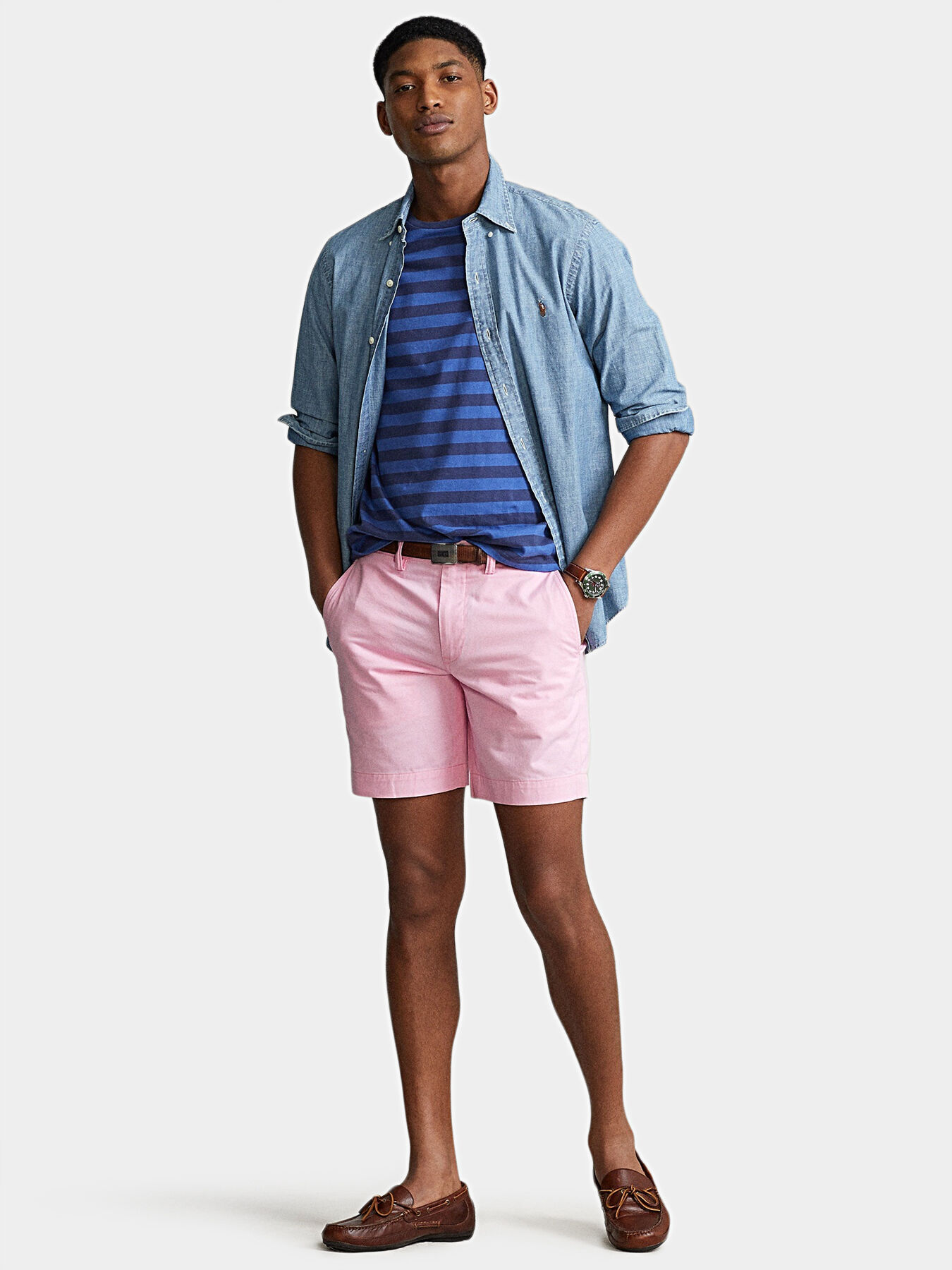 Pink shorts blue shirt hot sale