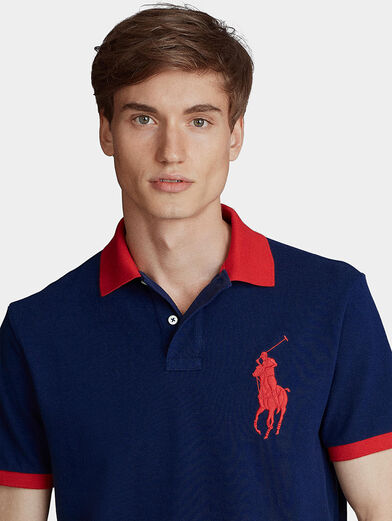 Polo shirt in blue color with large logo embroidery - 3