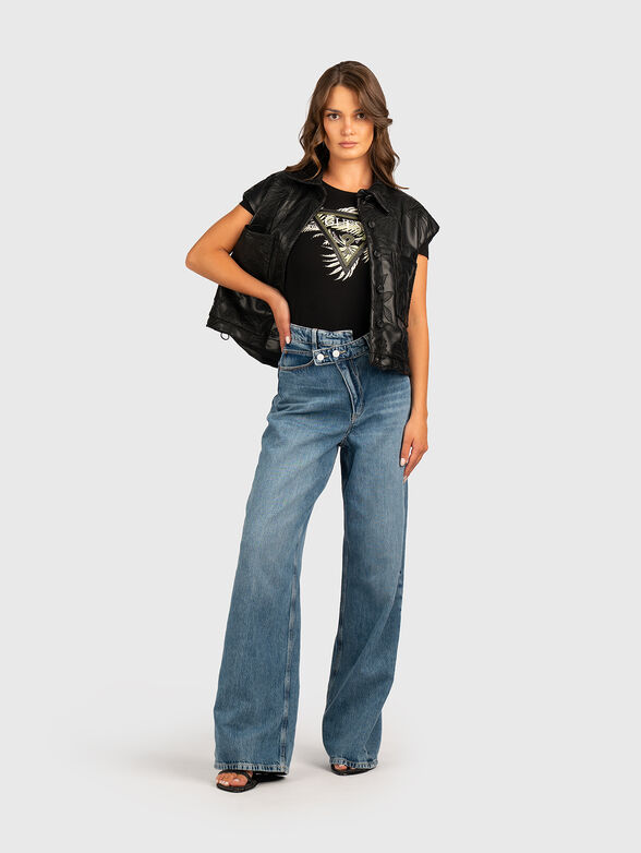 CHANTAL faux leather vest with floral embroidery - 2