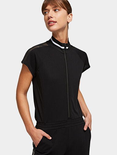 Black jumpsuit with branded tapes - 4