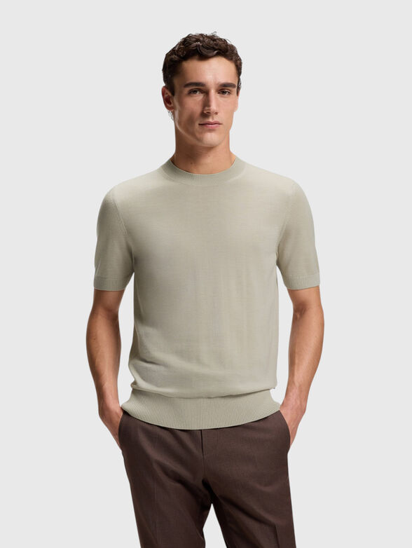 Short-sleeved wool sweater - 1