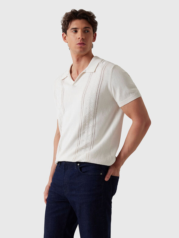 Sweater with collar and perforations - 0