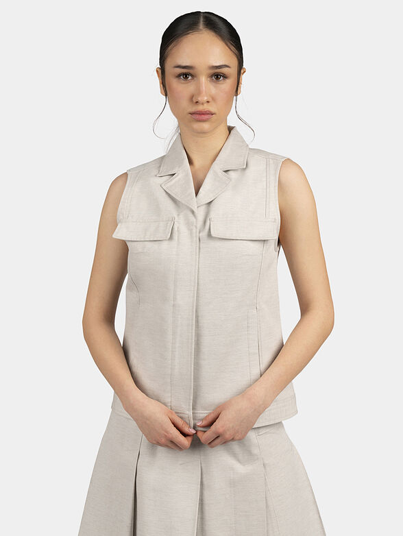 Light grey vest with pockets - 1