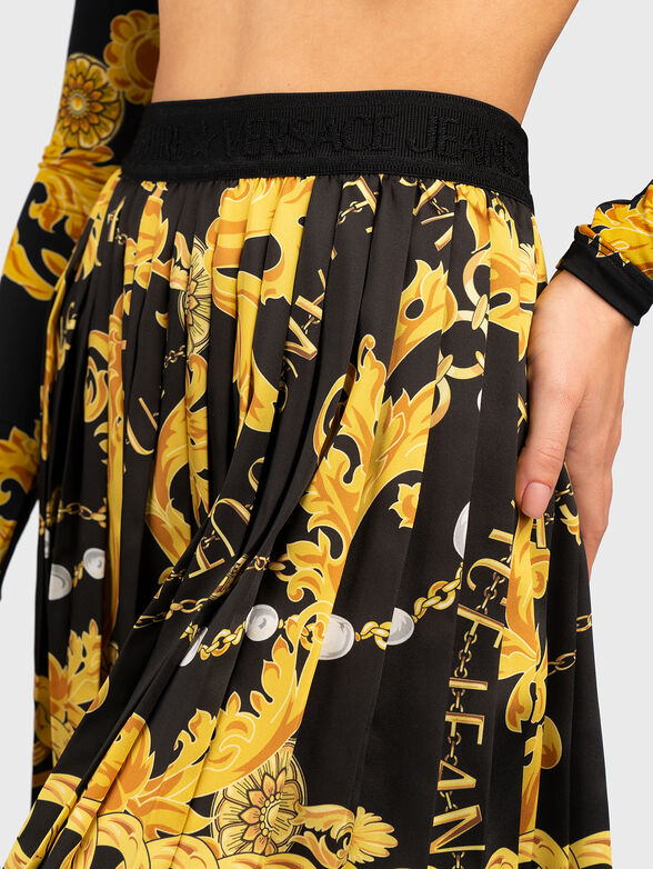 Mini pleated skirt with baroque print  - 3