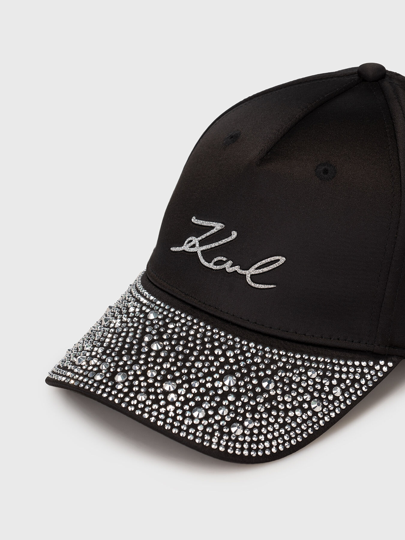 KARL LAGERFELD 黒 ストーン付きキャップ K/SIGNATURE hat with rhinestones brand Karl Lagerfeld