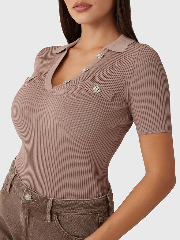 Polo shirt with accent buttons in black - 4