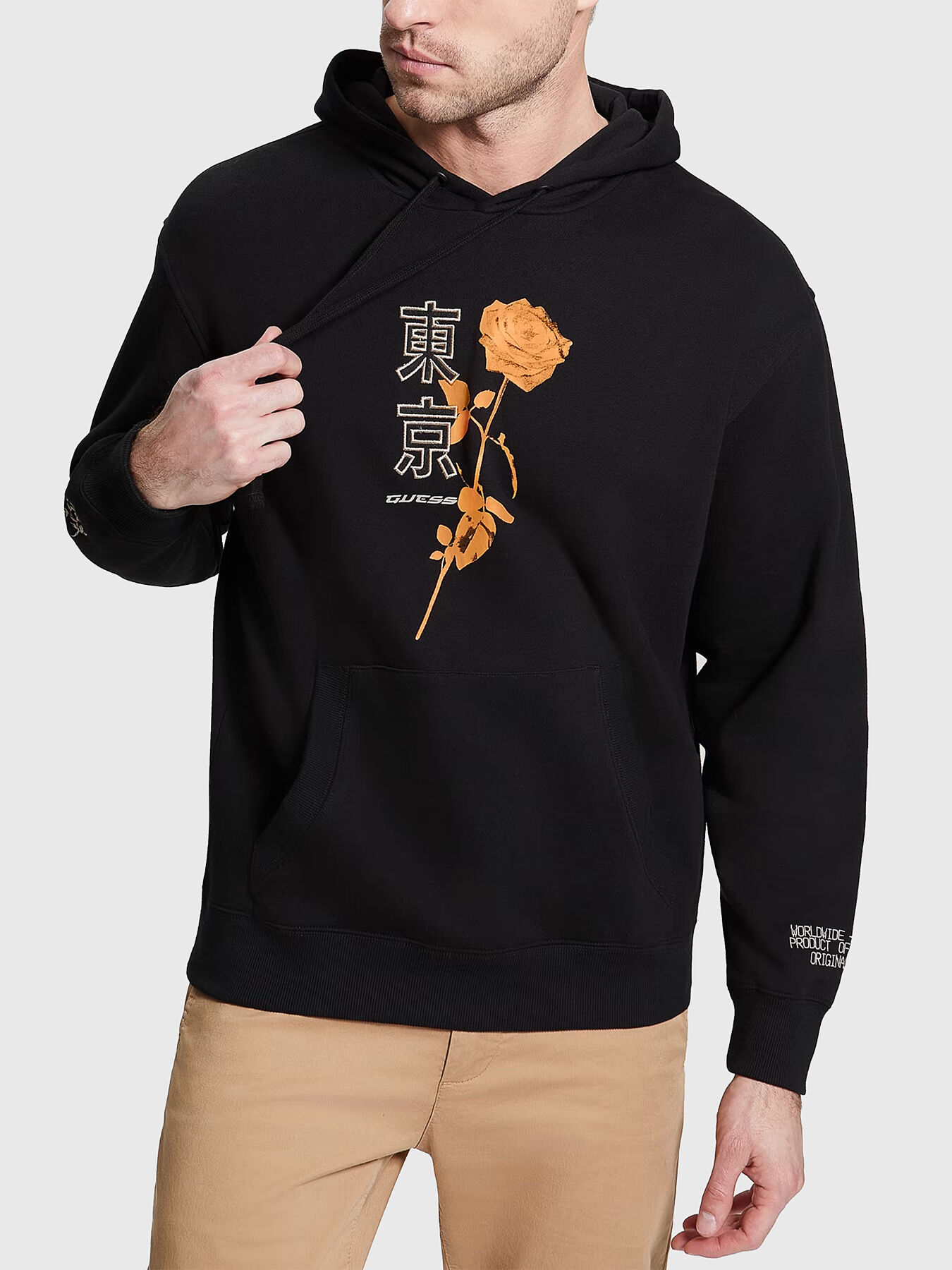 TOKYO black sweatshirt with hood brand GUESS Globalbrandsstore en