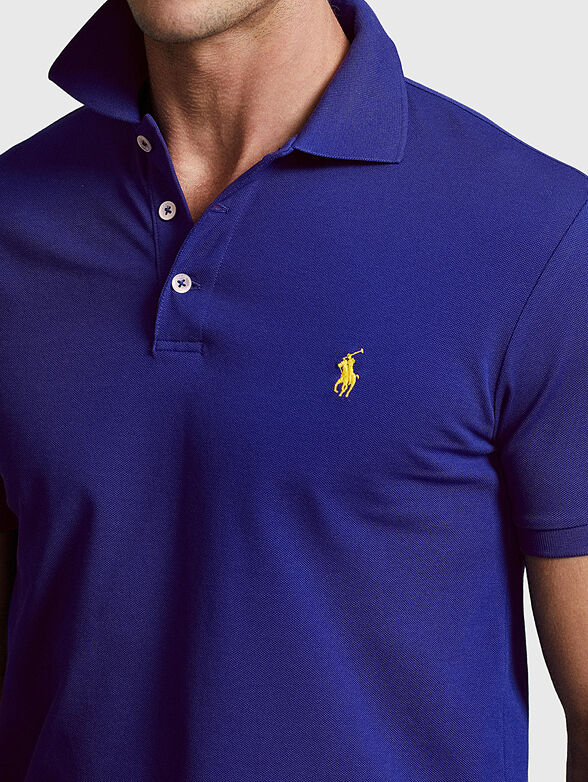 Dark purple Polo-shirt with embroidery - 4