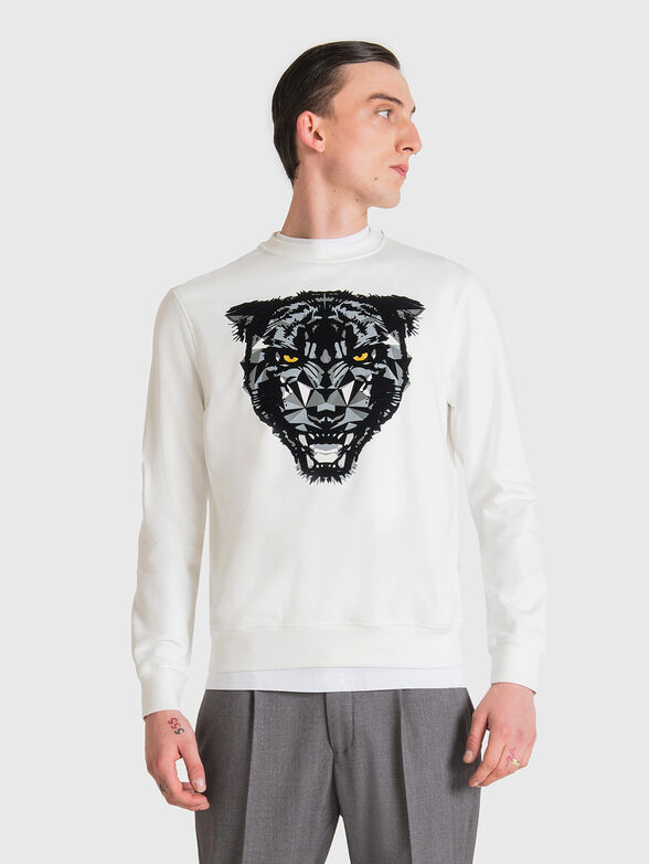 Dark blue sweatshirt with print - 1
