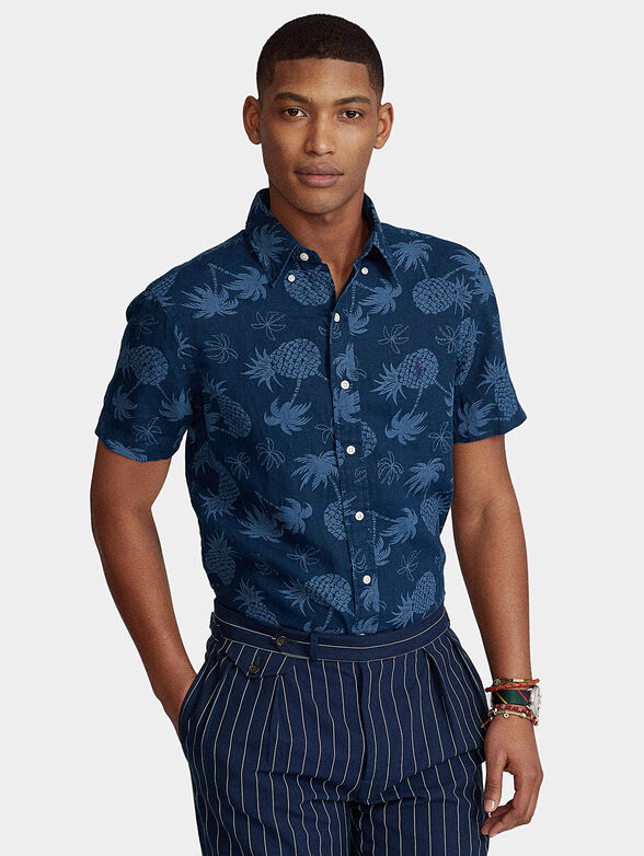 Linen shirt with tropical details - 1