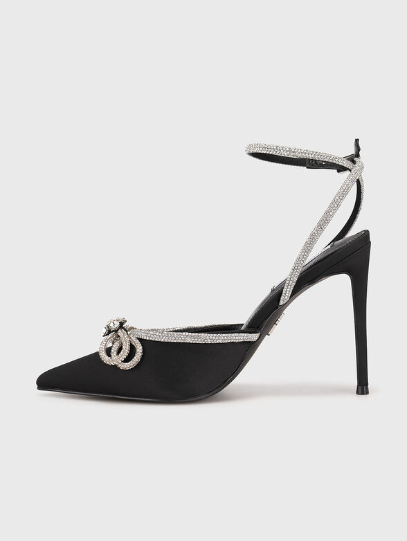 VIABLE black satin sandals with rhinestones - 4