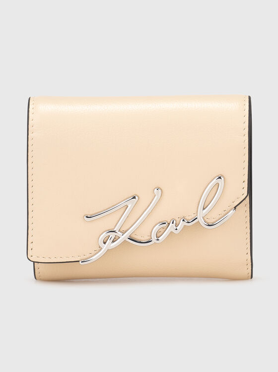 Кожено портмоне с акцентно лого - 1