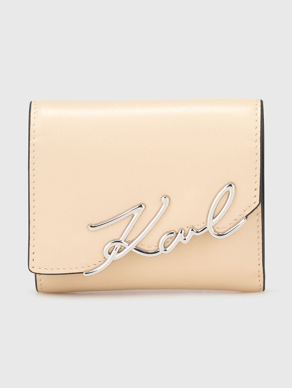 Leather wallet with accent logo - 1