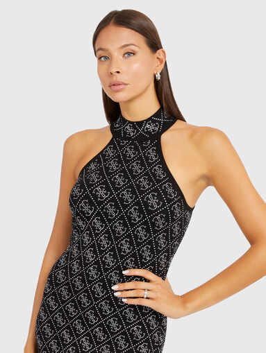 CELESTE appliqued rhinestones mini dress - 3