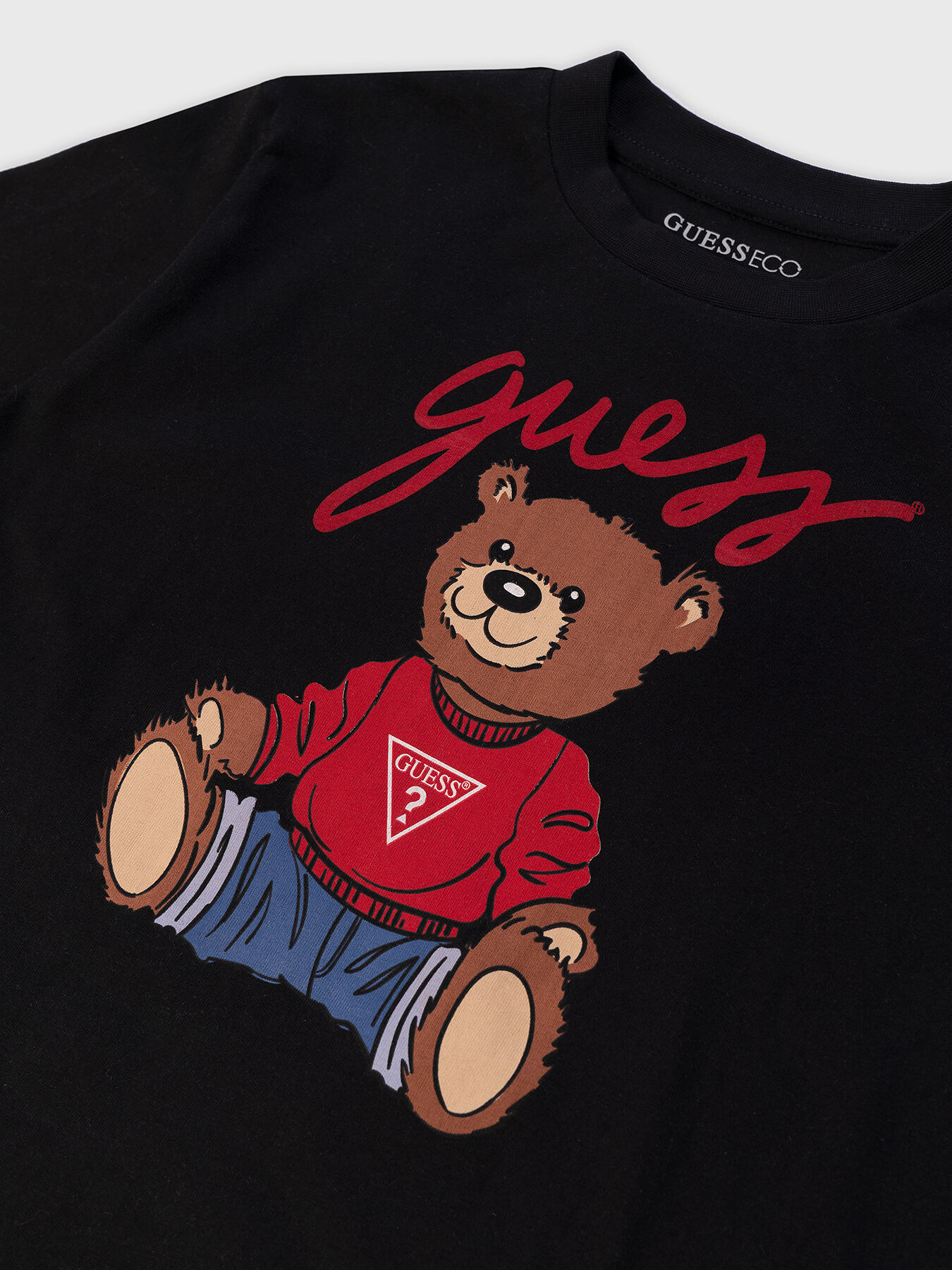 Black T-shirt with contrast print brand GUESS