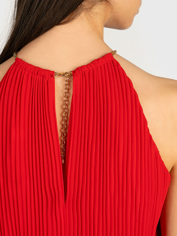 Red pleated dress - 2