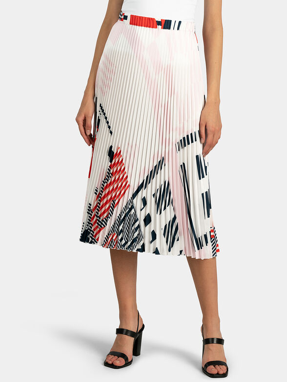 Pleated skirt with contrasting print - 4