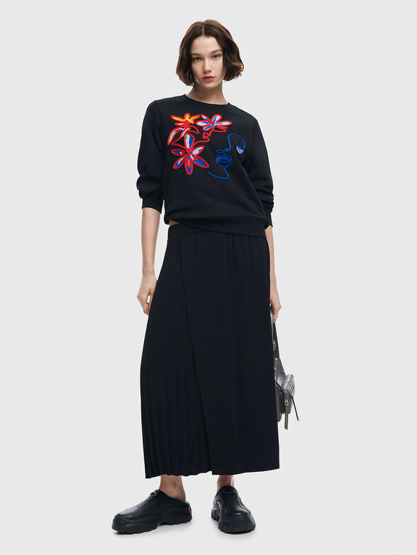 LADY black sweatshirt with floral accents - 2