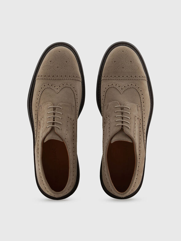Suede Derby shoes with brogue perforations - 6
