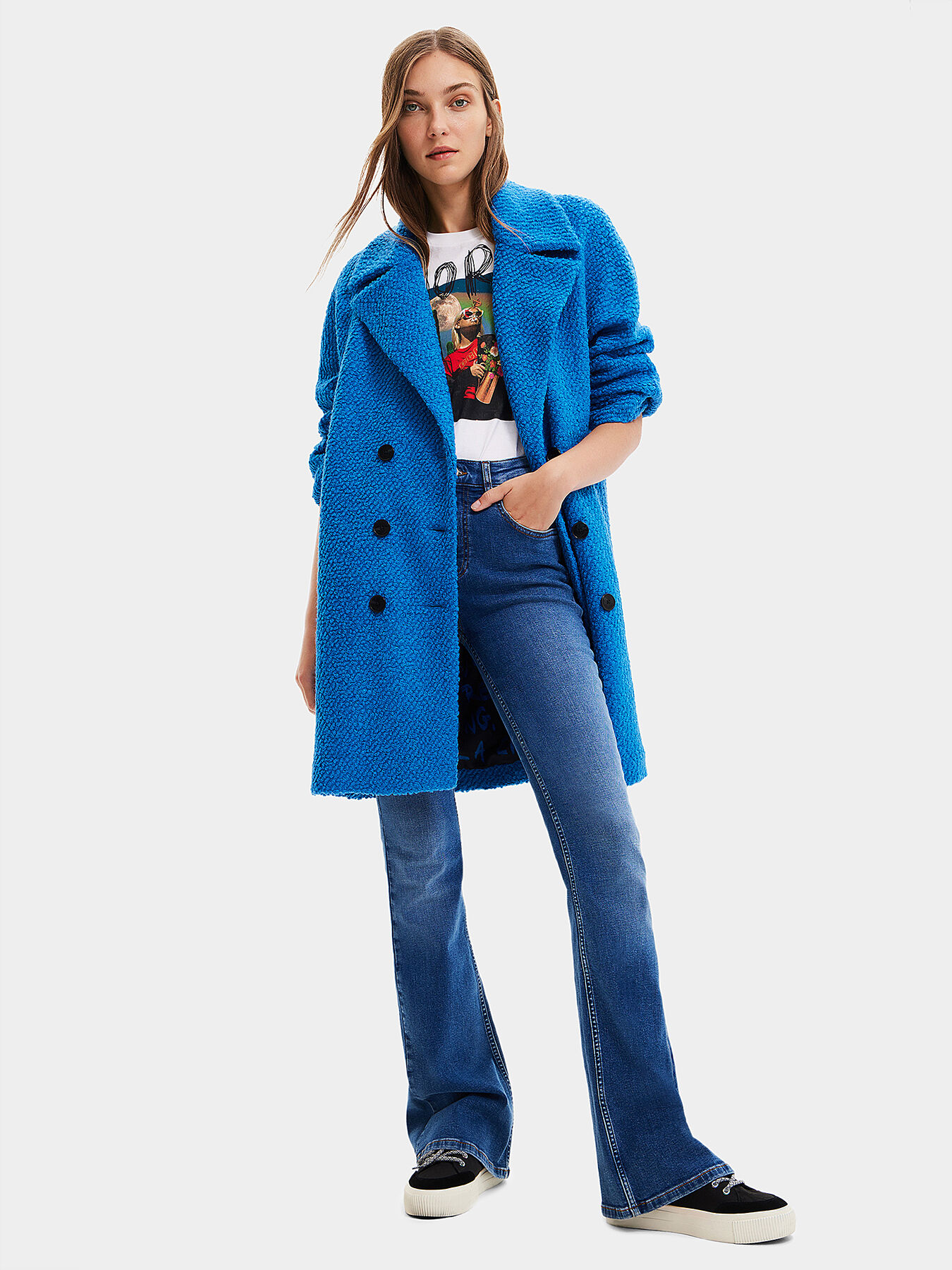 Desigual blue coat cheap