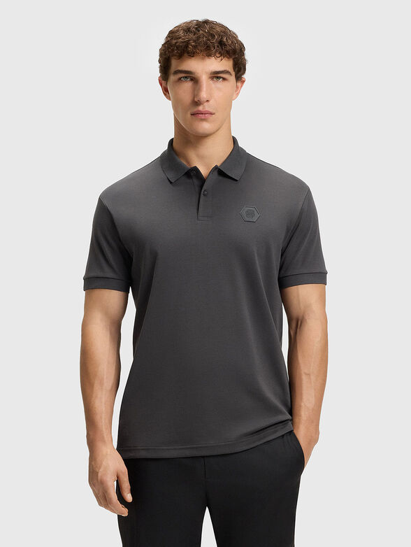 Grey polo shirt with logo - 1
