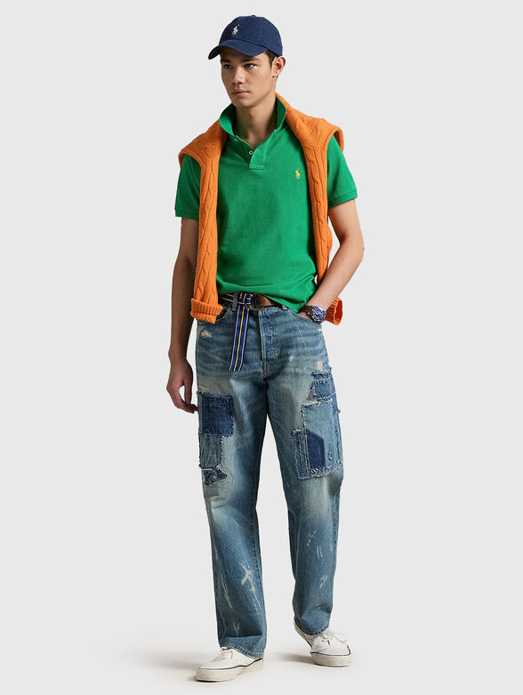 Cotton polo shirt with contrast logo - 1