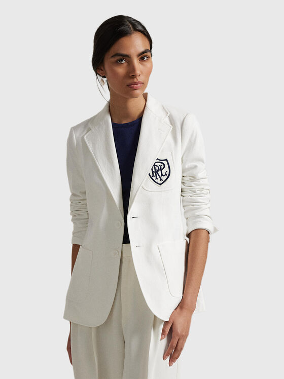 White jacket with logo embroidery - 1