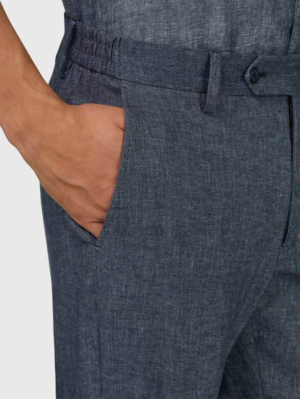 Linen and cotton blend trousers - 3