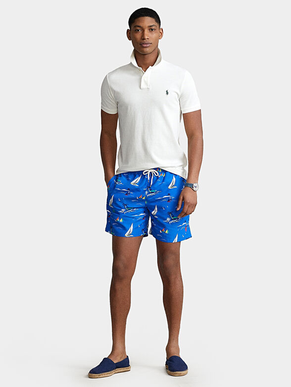 Blue beach shorts with print - 4