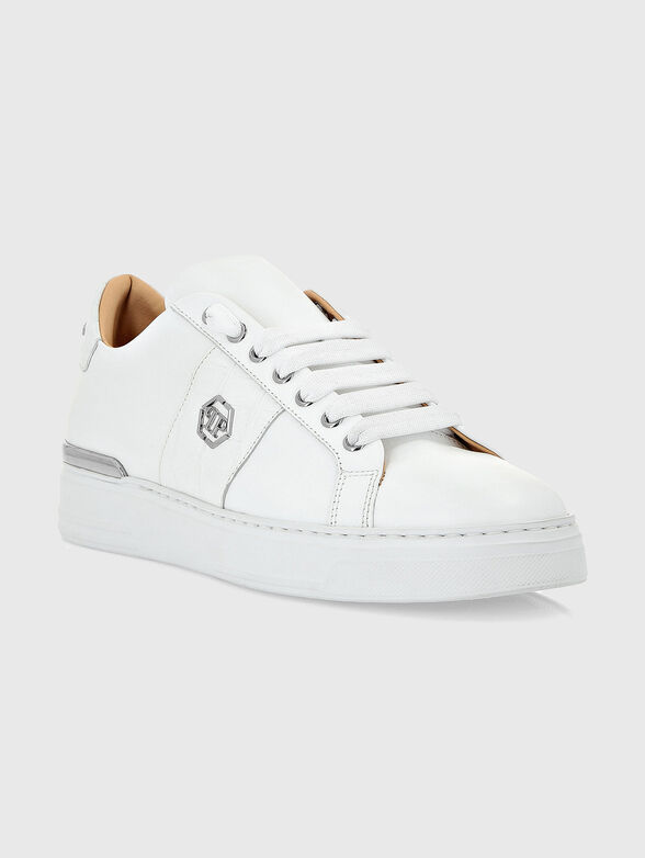 White leather shoes with green details - 2