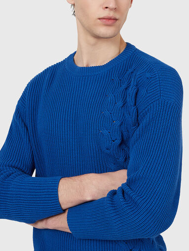 Cotton sweater with oval neckline - 5