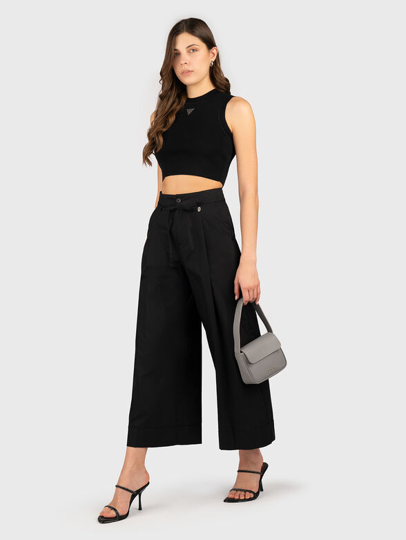Cotton trousers with wide legs in black - 4