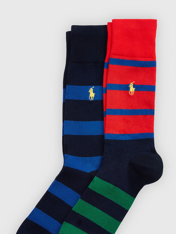 Set of two pairs of striped socks with logo detail - 2