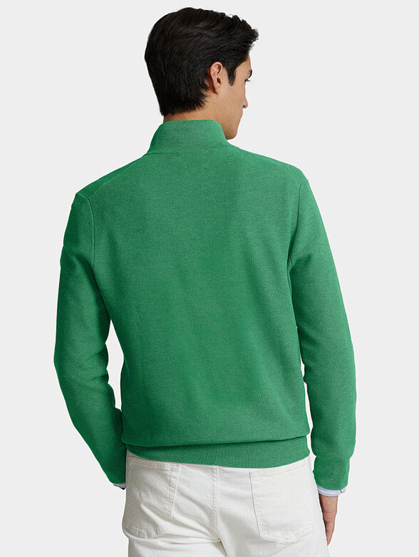 Sweater with zip in green colour and logo embroidery - 3