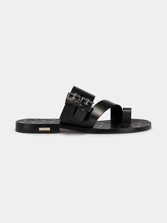 Leather slides with silver buckles - 1