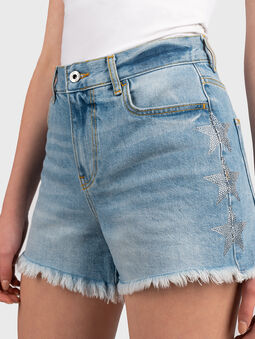 Denim shorts with applied rhinestones - 4