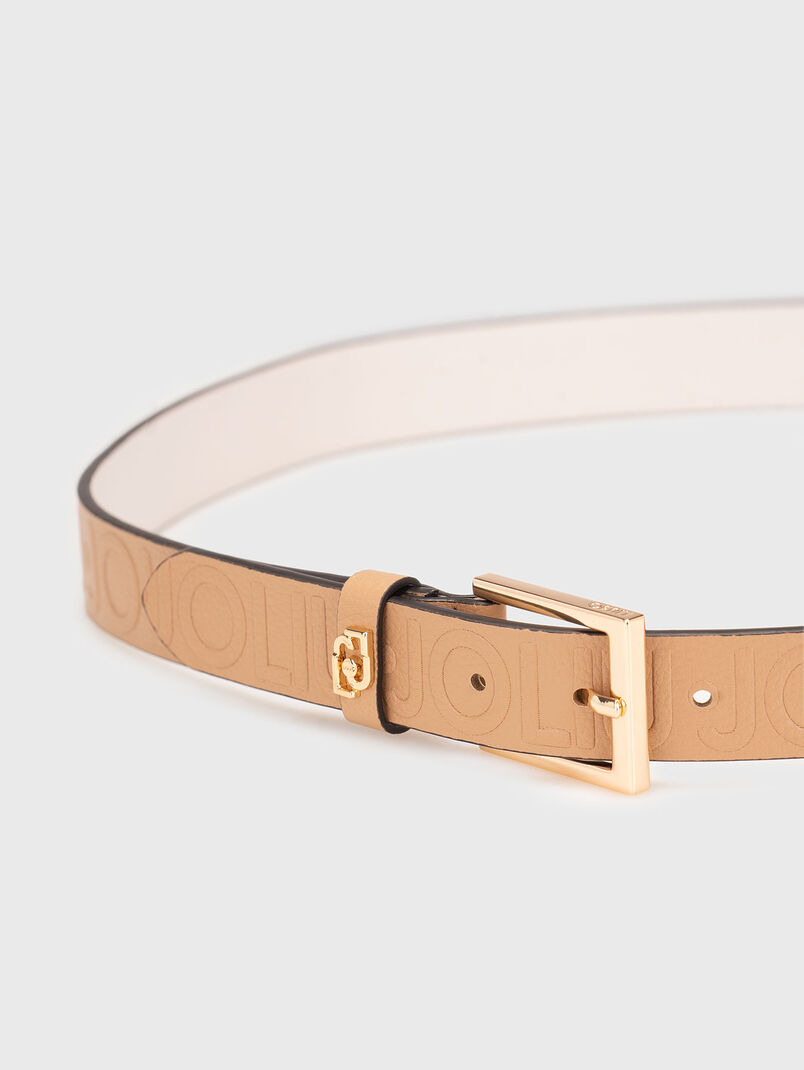 Beige belt with embossed logo - 3
