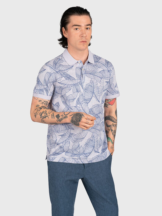 LEAVES polo-shirt with beige floral print