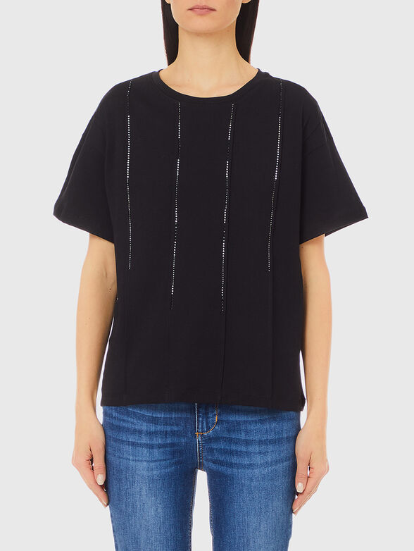 Black blouse with accent lines - 1