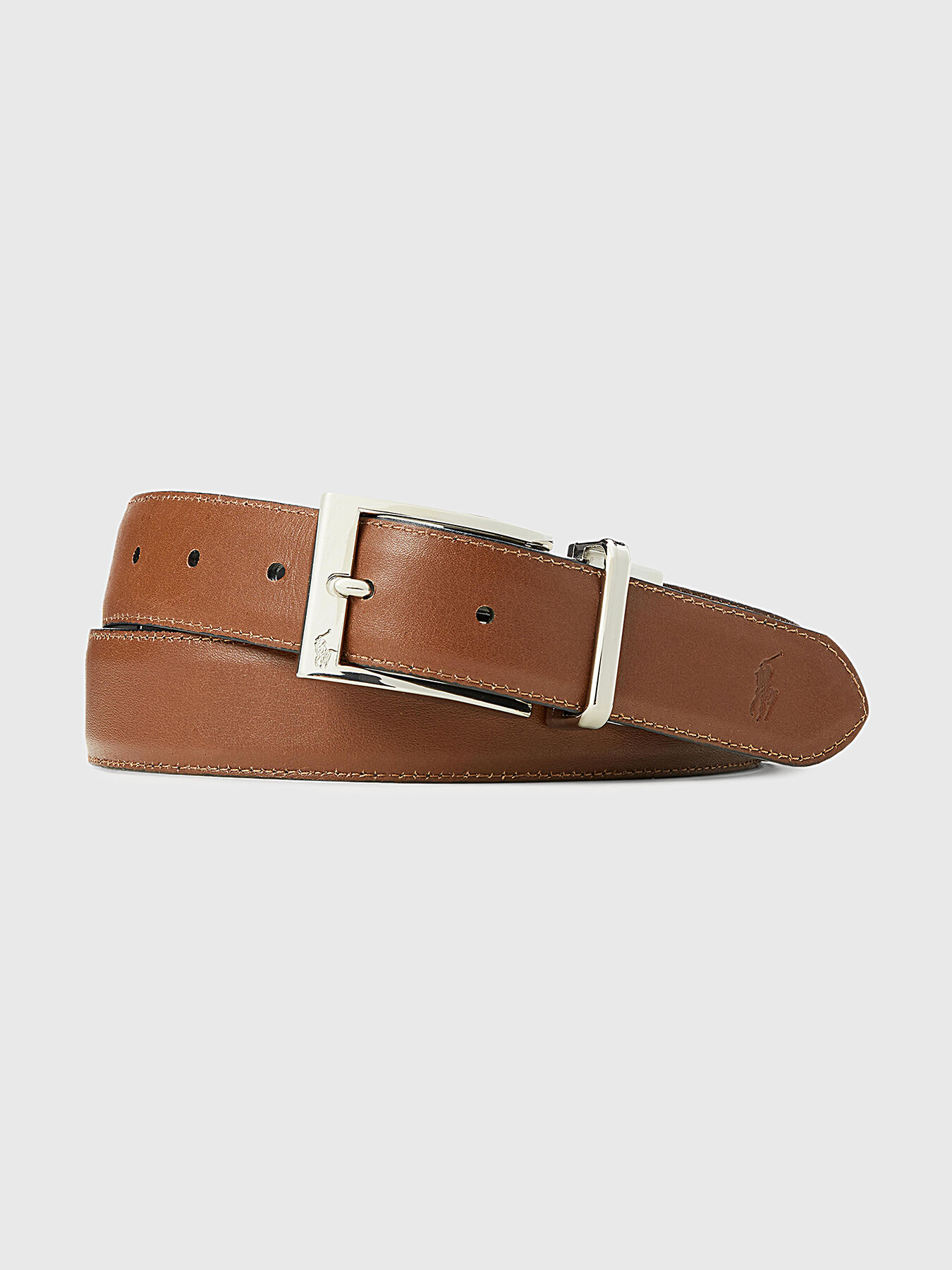 Reversible leather belt with metal buckle brand POLO RALPH
