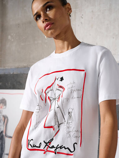 White T-shirt with artistic print - 4