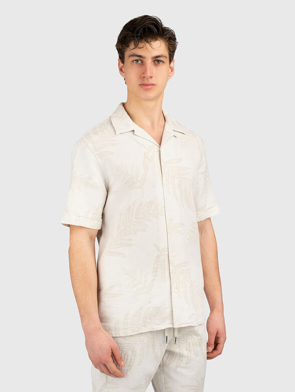 Cotton shirt with floral motifs - 1