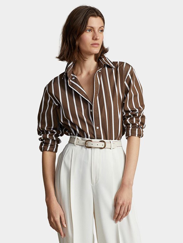 Brown striped shirt - 1