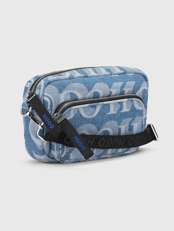 Crossbody bag with logo print in denim - 4