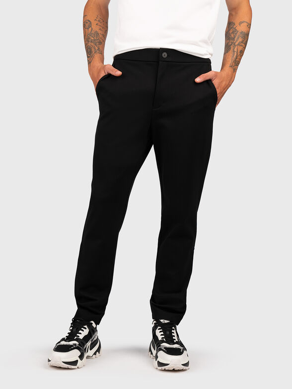 Black wool blend trousers - 1