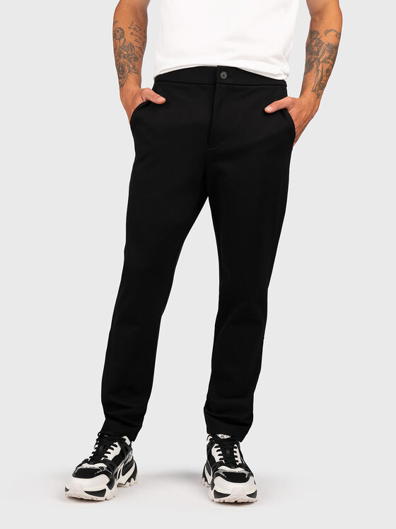 Черен панталон от вълнен бленд - 1