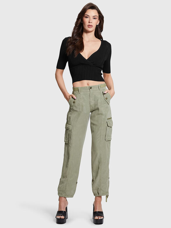 Knitted V-neck blouse - 2