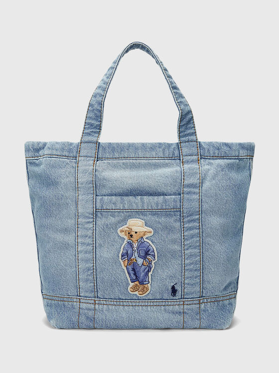 Denim tote bag with Polo Bear embroidery - 1