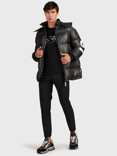 Black jacket with quilted effect and logo print - 5