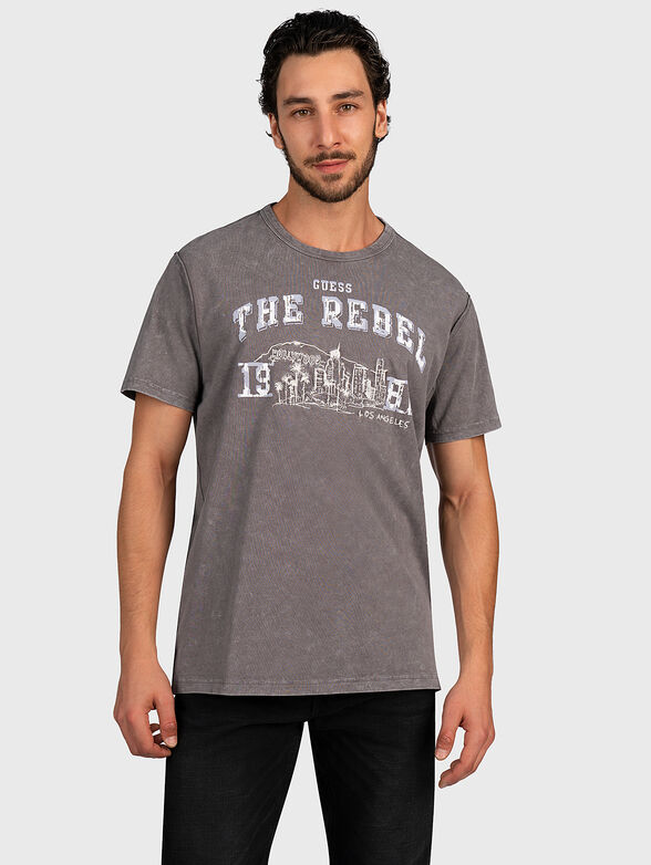 Printed tee in grey - 1